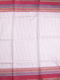 Kota fancy fancy saree white & pink color allover prints & zari border with printed pallu and printed blouse