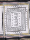 Kota fancy fancy saree white & black color allover prints & zari border with printed pallu and printed blouse