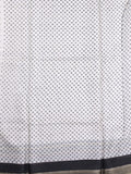Kota fancy fancy saree white & black color allover prints & zari border with printed pallu and printed blouse