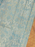 Traditional bridal kanchi tissue pattu saree in blue color with allover rich zari weaves