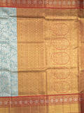 Traditional bridal kanchi tissue pattu saree in blue color with allover rich zari weaves