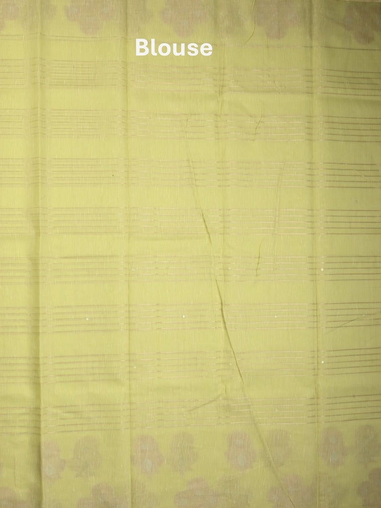 Chanderi fancy saree light green color allover mirror work & zari border with short pallu and self blouse