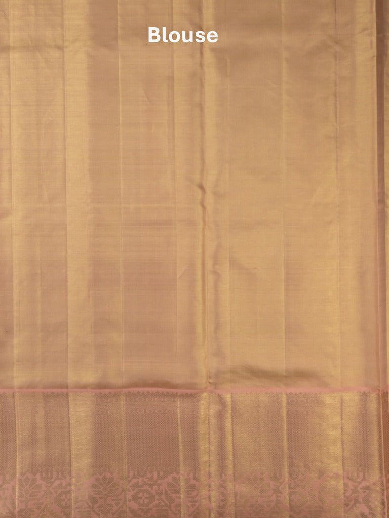 Traditional bridal kanchi tissue pattu saree in beige color with allover rich zari weaves