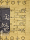 Tussar fancy saree for women | black | floral border | party wear
