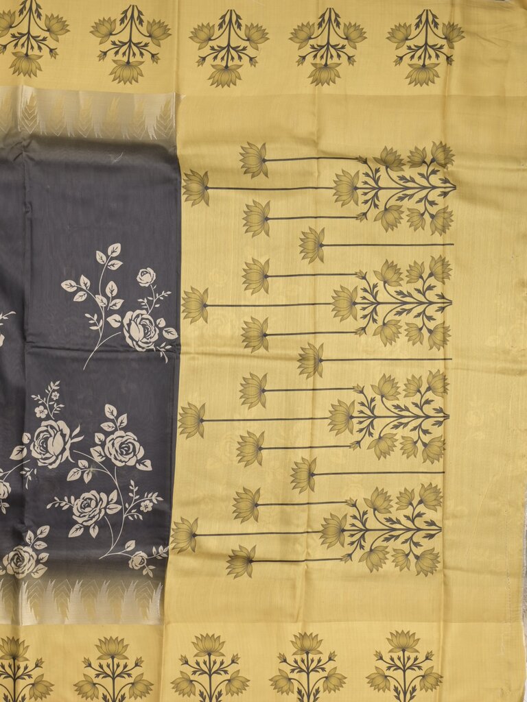 Tussar fancy saree for women | black | floral border | party wear