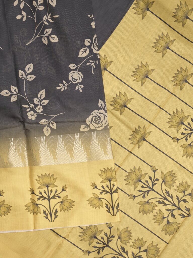 Tussar fancy saree for women | black | floral border | party wear