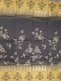 Tussar fancy saree for women | black | floral border | party wear