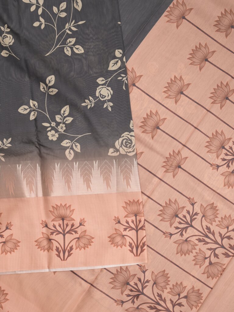 Tussar fancy saree for women | black | floral border | party wear