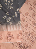 Tussar fancy saree for women | black | floral border | party wear