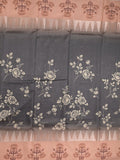 Tussar fancy saree for women | black | floral border | party wear