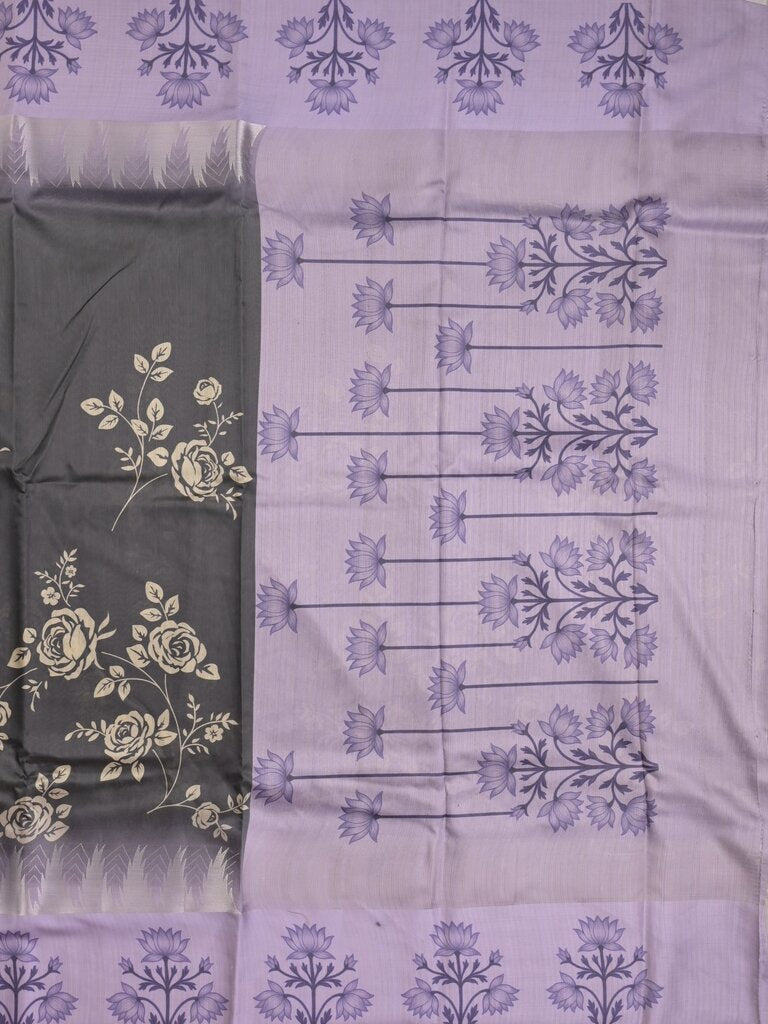 Tussar fancy saree for women | black | floral border | party wear