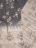 Tussar fancy saree for women | black | floral border | party wear