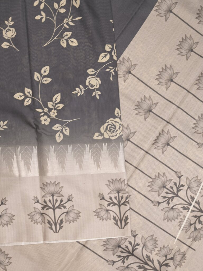 Tussar fancy saree for women | black | floral border | party wear