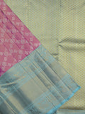 Traditional bridal kanchi tissue pattu saree in pink color with allover rich zari weaves