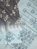 Tussar fancy saree for women | black | floral border | party wear