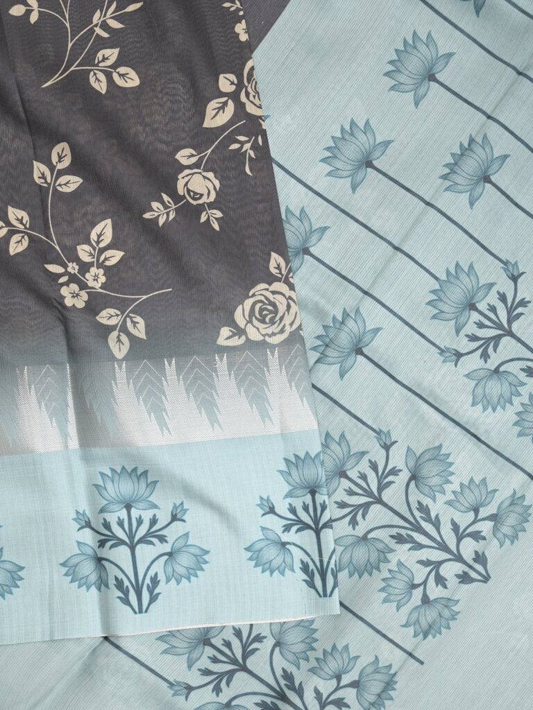 Tussar fancy saree for women | black | floral border | party wear