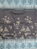 Tussar fancy saree for women | black | floral border | party wear