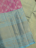 Traditional bridal kanchi tissue pattu saree in pink color with allover rich zari weaves