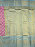 Traditional bridal kanchi tissue pattu saree in pink color with allover rich zari weaves