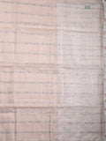 Jute lenin fancy saree pastel pink color allover stripes with stripes pallu and attached self blouse
