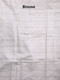 Jute lenin fancy saree pastel pink color allover stripes with stripes pallu and attached self blouse