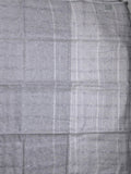Jute lenin fancy saree grey color allover stripes with stripes pallu and attached self blouse