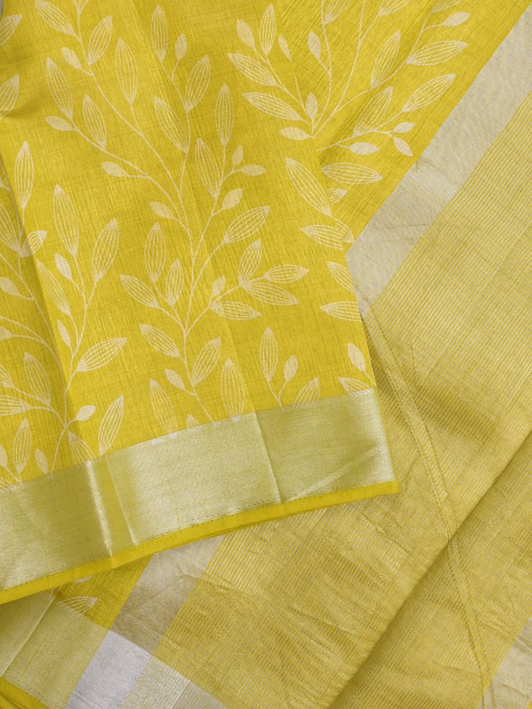 Dupion fancy saree for women | yellow | allover floral weaves | party wear