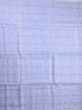 Jute lenin fancy saree light blue color allover stripes with stripes pallu and attached self blouse