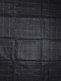 Jute lenin fancy saree black color allover stripes with stripes pallu and attached self blouse