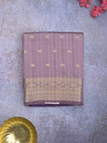 Dupion fancy saree light purple color allover zari motifs & zari border with short zari pallu and contrast plain blouse