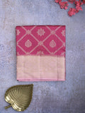 Raw mango pattu saree magenta color allover zari weaves & zari border with rich pallu and contrast plain blouse