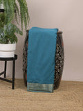 Mysore crape fancy saree for women | royal blue | allover plain | zari border