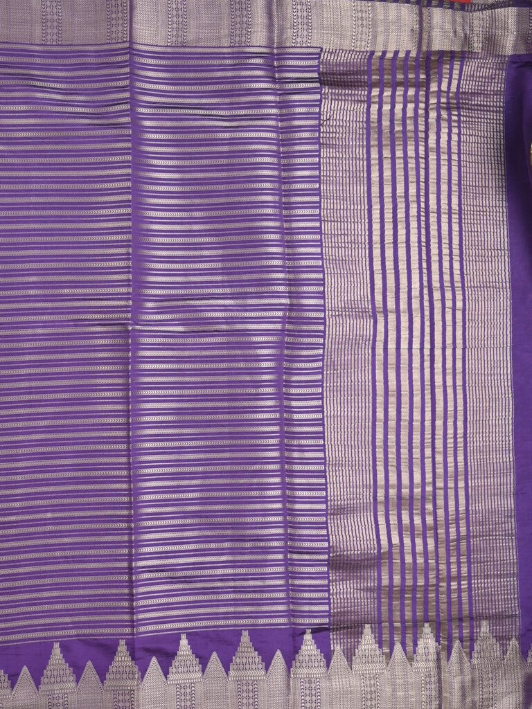 Banaras fancy saree navy blue color allover stripes & zari border with zari pallu and attached plain blouse