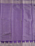 Banaras fancy saree navy blue color allover stripes & zari border with zari pallu and attached plain blouse