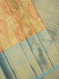 Traditional bridal kanchi tissue pattu saree in golden color with allover rich zari weaves