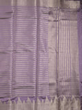Banaras fancy saree light purple color allover stripes & zari border with zari pallu and attached plain blouse