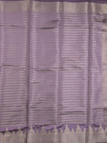 Banaras fancy saree light purple color allover stripes & zari border with zari pallu and attached plain blouse