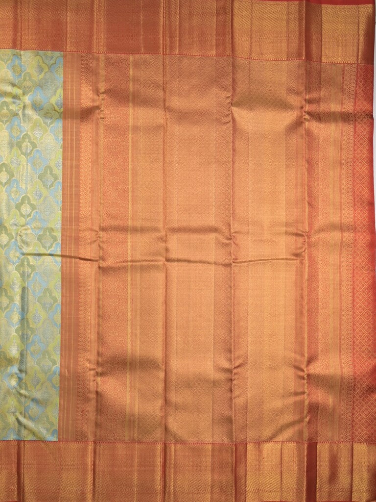 Traditional bridal kanchi tissue pattu saree in blue color with allover rich zari weaves
