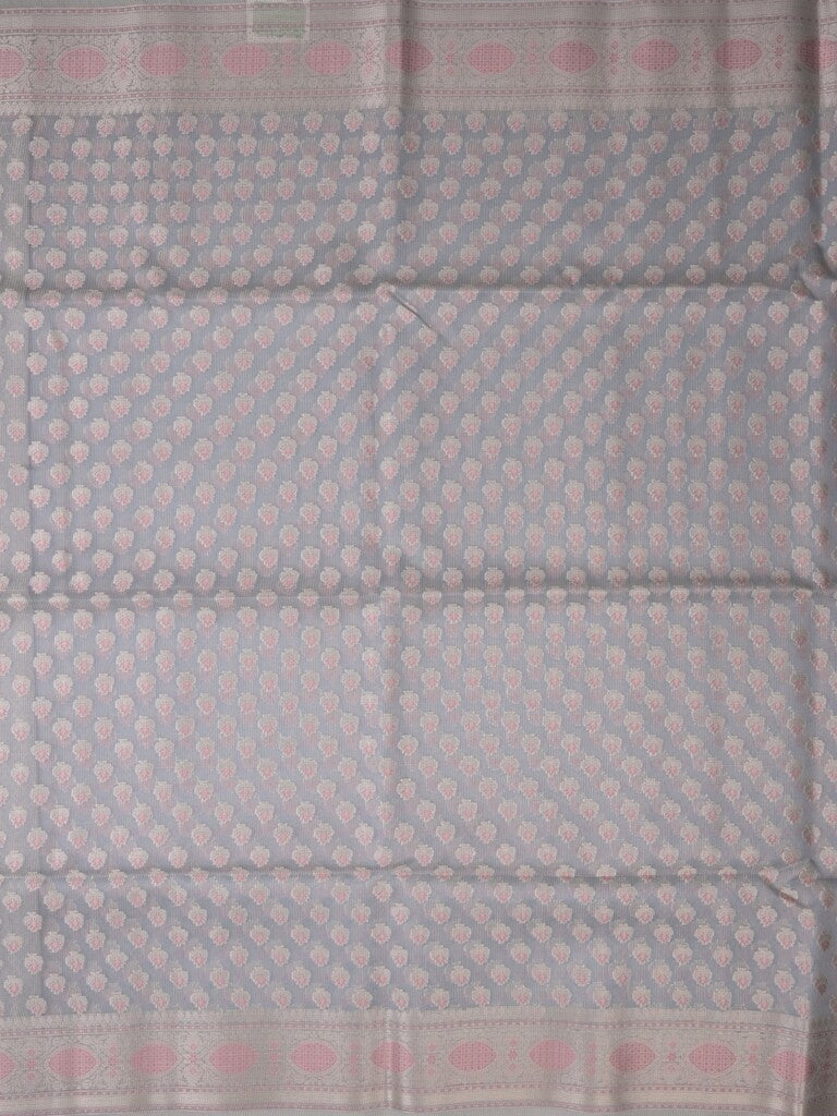 Chanderi fancy Saree in bluish grey color allover zari motifs with Zari Border & tissue blouse