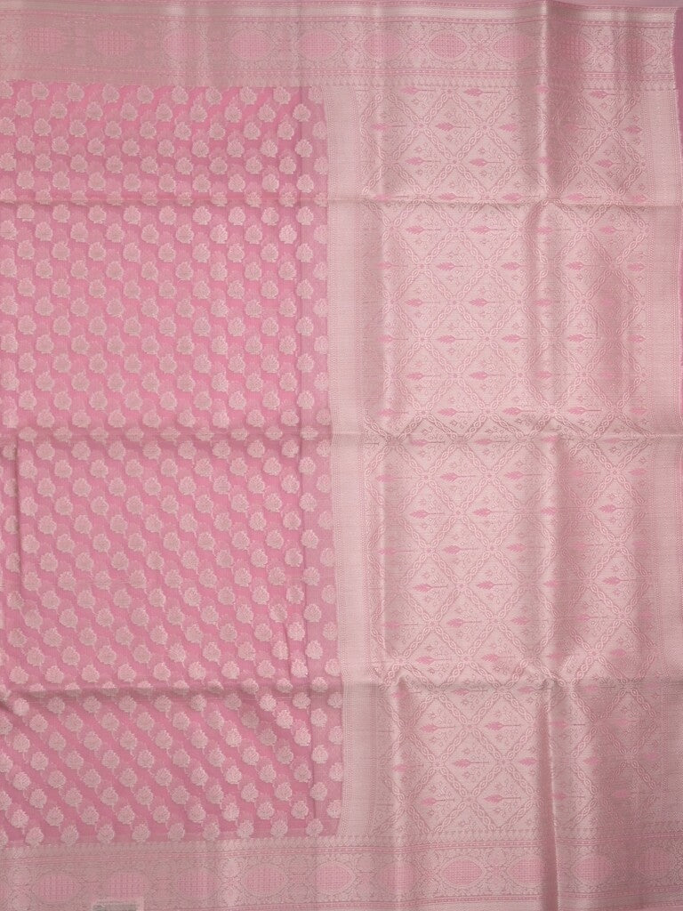 Chanderi fancy Saree in light pink color allover zari motifs with Zari Border & tissue blouse