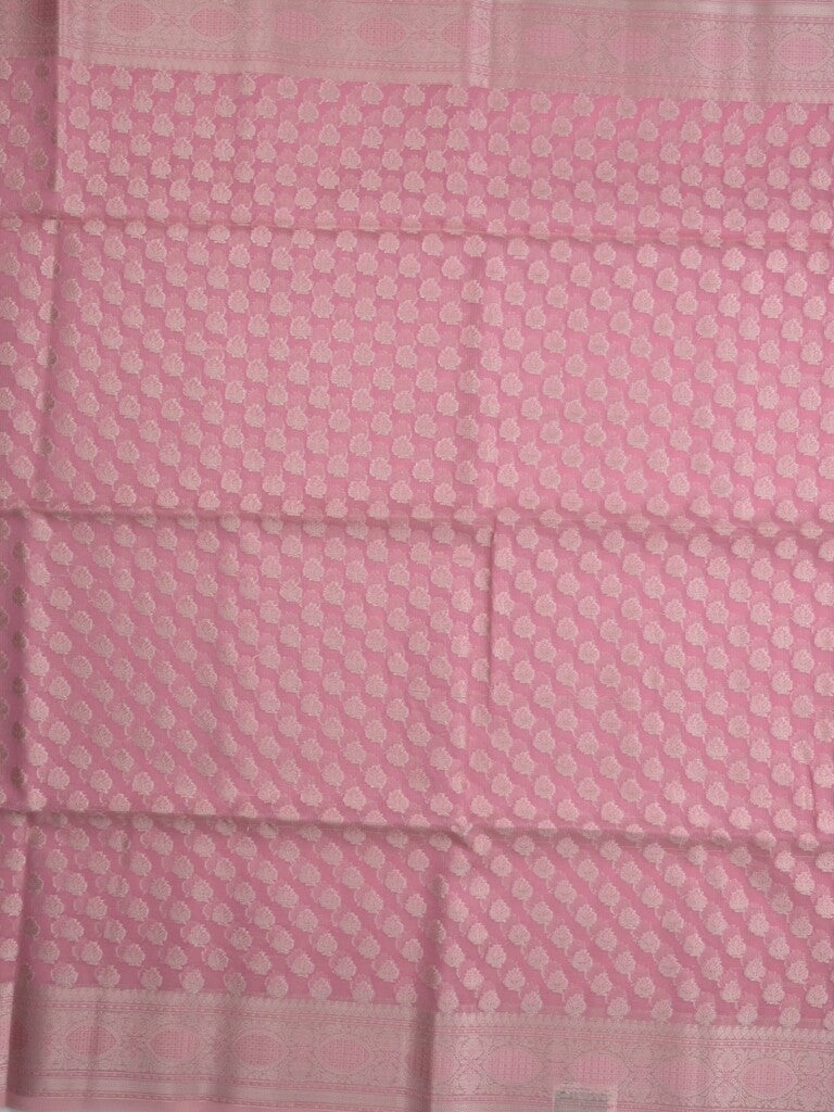 Chanderi fancy Saree in light pink color allover zari motifs with Zari Border & tissue blouse