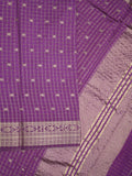 Dupion fancy saree purple color allover zari motifs & zari border with short zari pallu and contrast plain blouse
