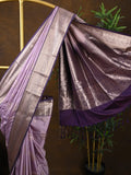 Kanchi pattu saree light lavender color allover zari weaves & kanchi border with rich pallu and contrast plain blouse