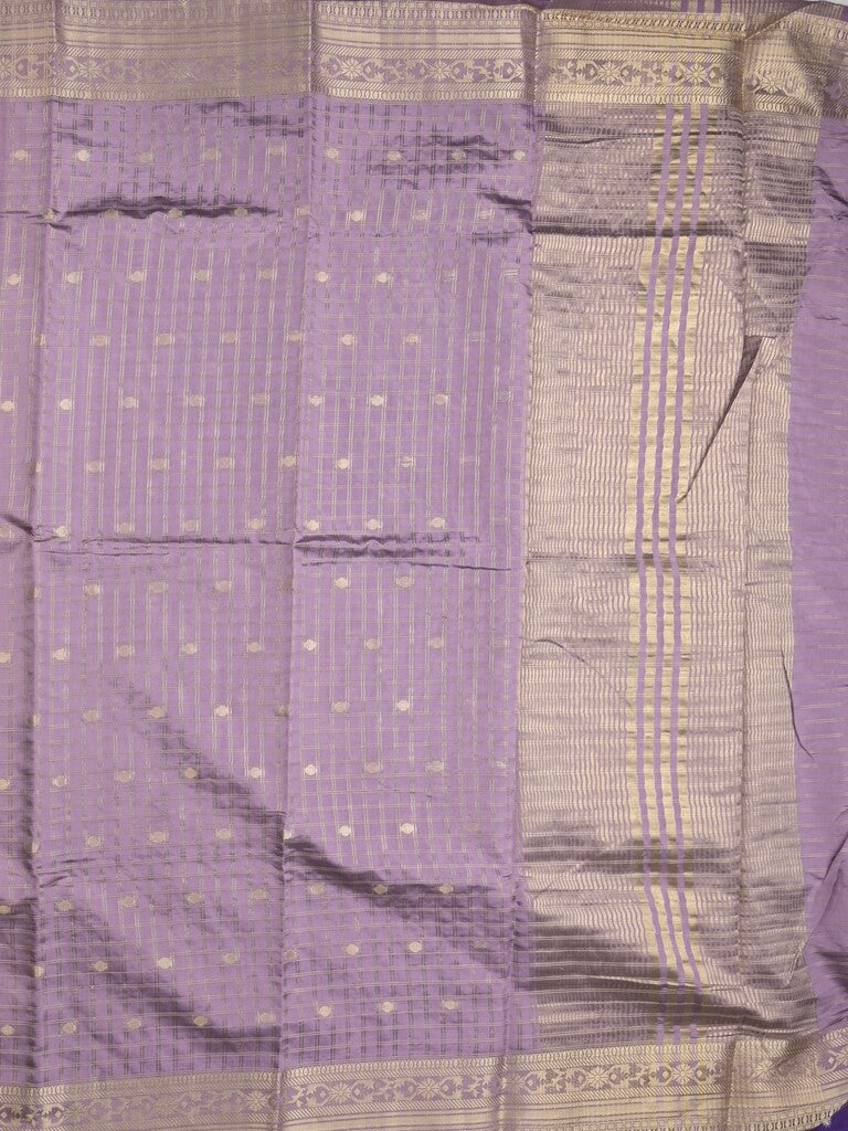 Dupion fancy saree light purple color allover zari motifs & zari border with short zari pallu and contrast plain blouse
