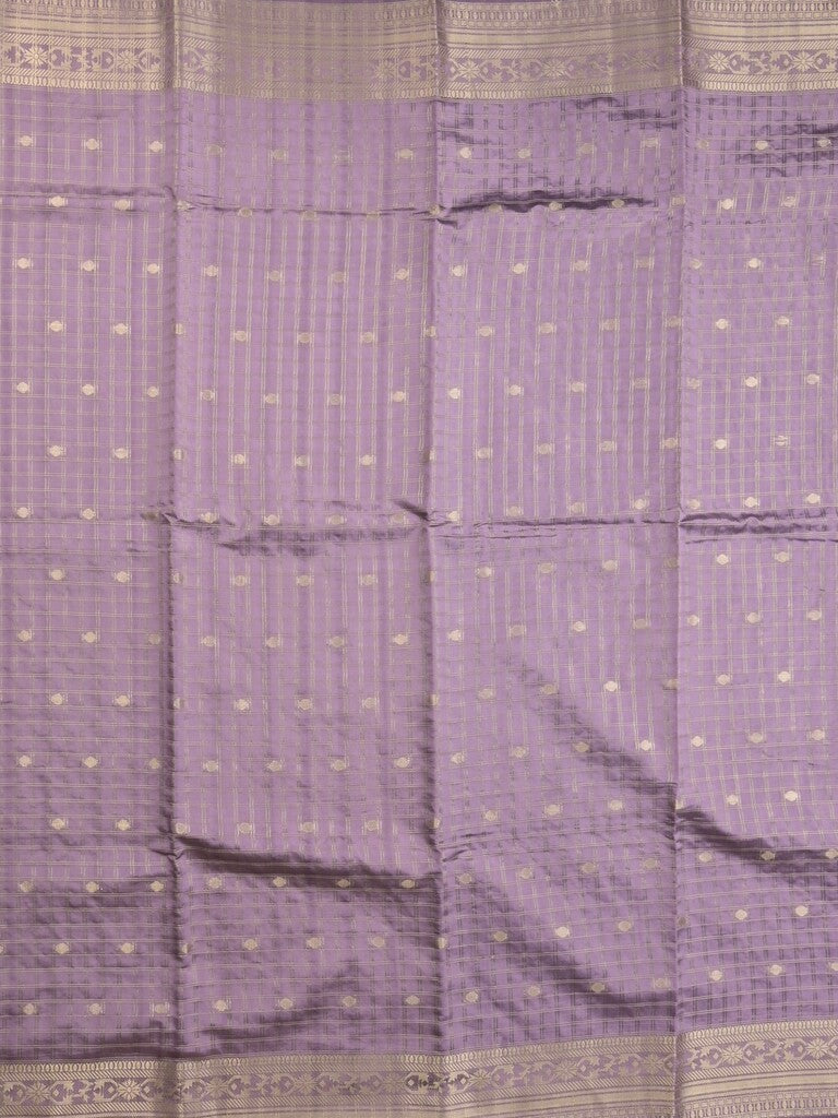 Dupion fancy saree light purple color allover zari motifs & zari border with short zari pallu and contrast plain blouse