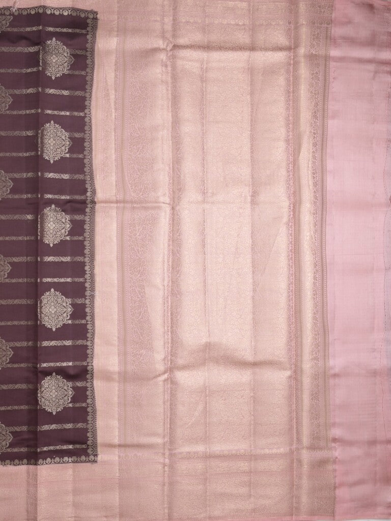 Raw mango pattu saree dark wine color allover zari weaves & zari border with rich pallu and contrast plain blouse