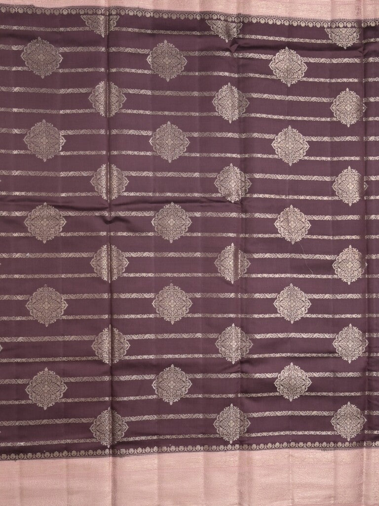 Raw mango pattu saree dark wine color allover zari weaves & zari border with rich pallu and contrast plain blouse