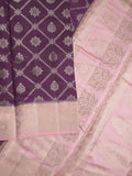 Raw mango pattu saree dark wine color allover zari weaves & zari border with rich pallu and contrast plain blouse