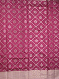 Raw mango pattu saree magenta color allover zari weaves & zari border with rich pallu and contrast plain blouse