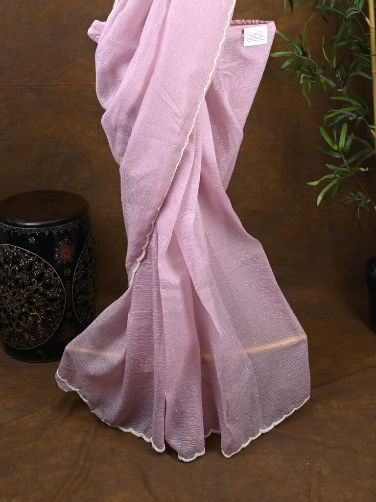 Rocket saree Crush organza saree lavender color